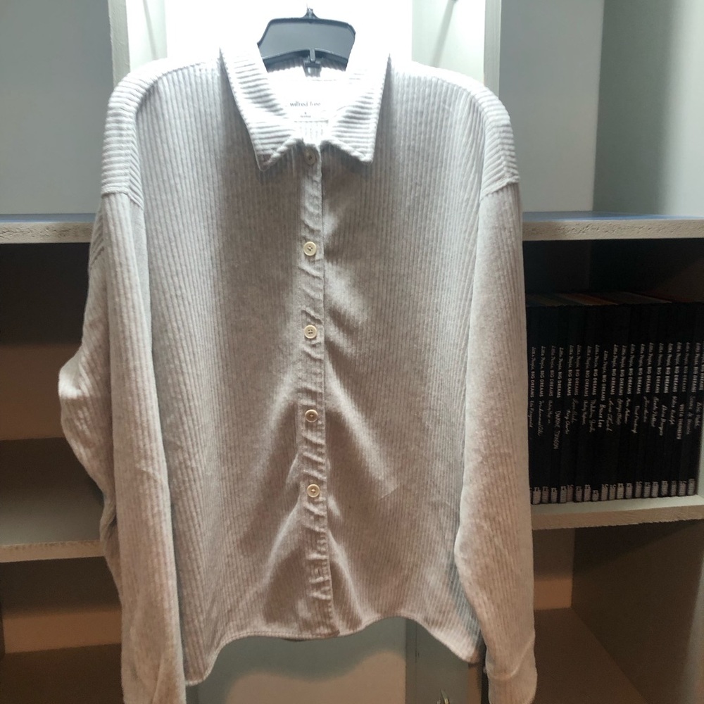 Wilfred Free Off-White Ribbed Button-Up Shirt